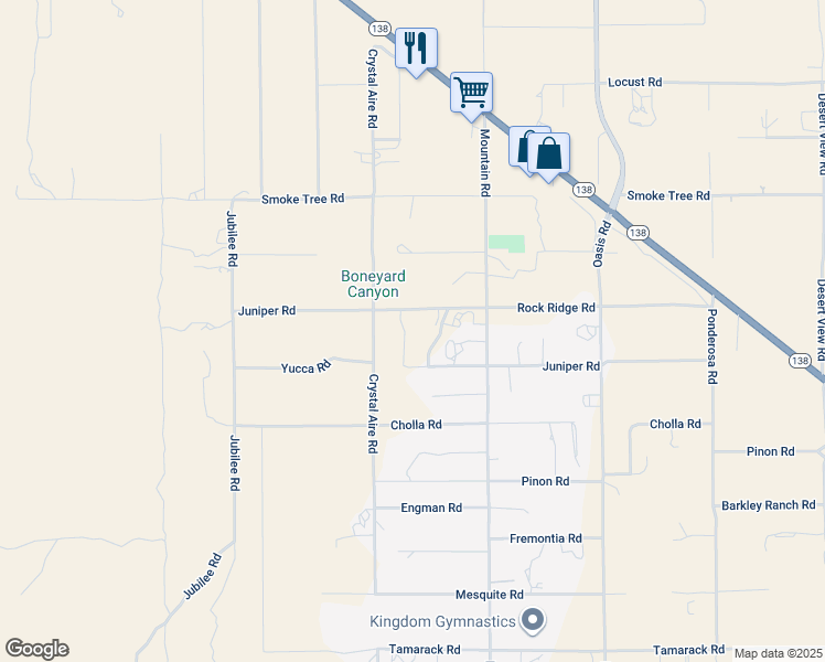 map of restaurants, bars, coffee shops, grocery stores, and more near 10275 Pheasant Hill Road in Pinon Hills