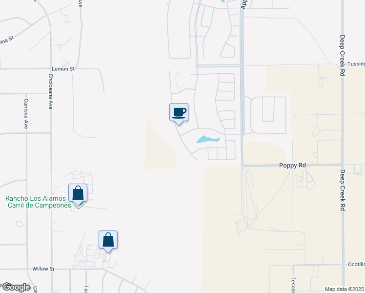 map of restaurants, bars, coffee shops, grocery stores, and more near 19413 Verbena Street in Apple Valley
