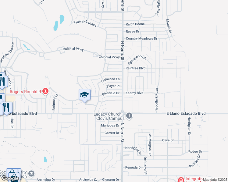 map of restaurants, bars, coffee shops, grocery stores, and more near 3752 Glenfield Drive in Clovis