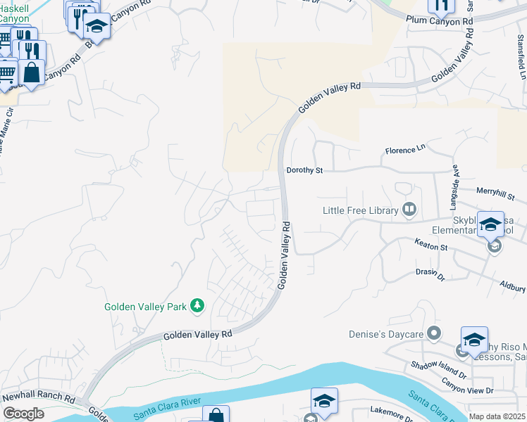 map of restaurants, bars, coffee shops, grocery stores, and more near 20523 Stella Place in Santa Clarita