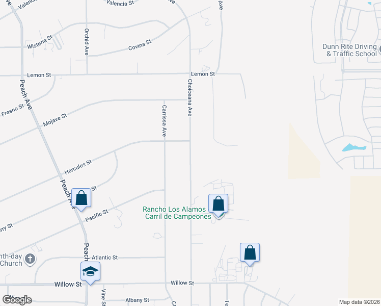 map of restaurants, bars, coffee shops, grocery stores, and more near Choiceana Avenue in Hesperia