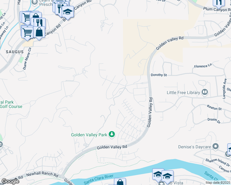 map of restaurants, bars, coffee shops, grocery stores, and more near 27637 Camellia Drive in Santa Clarita