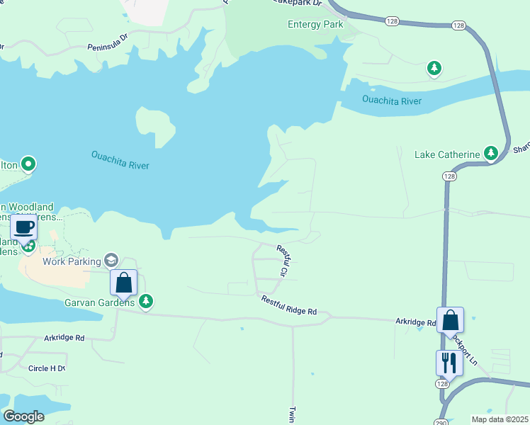 map of restaurants, bars, coffee shops, grocery stores, and more near 149 Cannon Ridge Point in Garland County