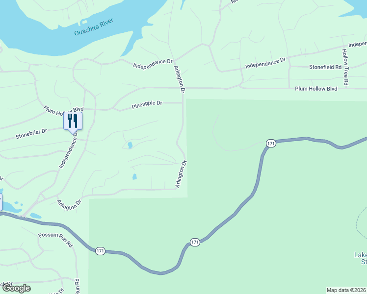map of restaurants, bars, coffee shops, grocery stores, and more near 218 Arlington Drive in Hot Springs