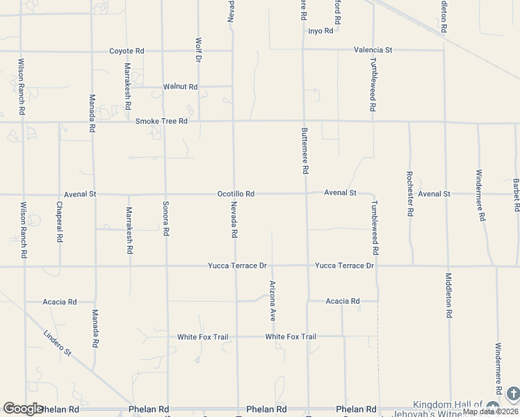 map of restaurants, bars, coffee shops, grocery stores, and more near 7175 Ocotillo Road in Phelan
