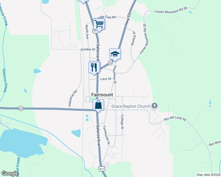 map of restaurants, bars, coffee shops, grocery stores, and more near 455 Tennessee Street in Fairmount