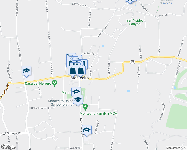 map of restaurants, bars, coffee shops, grocery stores, and more near 504 Hodges Lane in Montecito