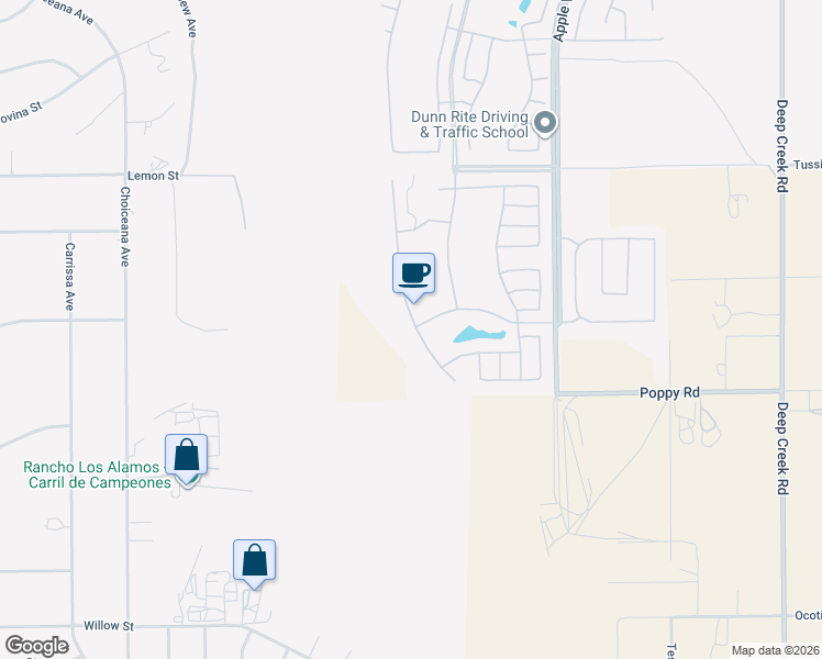 map of restaurants, bars, coffee shops, grocery stores, and more near 10244 Darby Rd in Apple Valley
