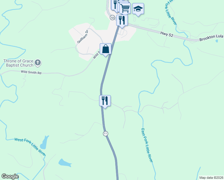map of restaurants, bars, coffee shops, grocery stores, and more near 5010 Cleveland Highway in Gainesville