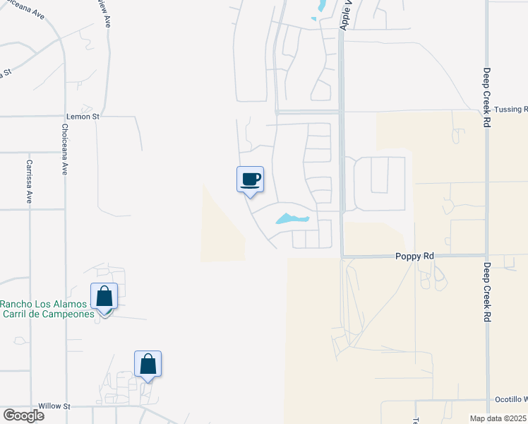 map of restaurants, bars, coffee shops, grocery stores, and more near 19413 Verbena Street in Apple Valley