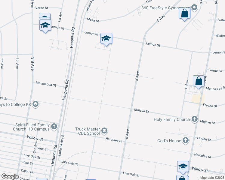 map of restaurants, bars, coffee shops, grocery stores, and more near in Hesperia