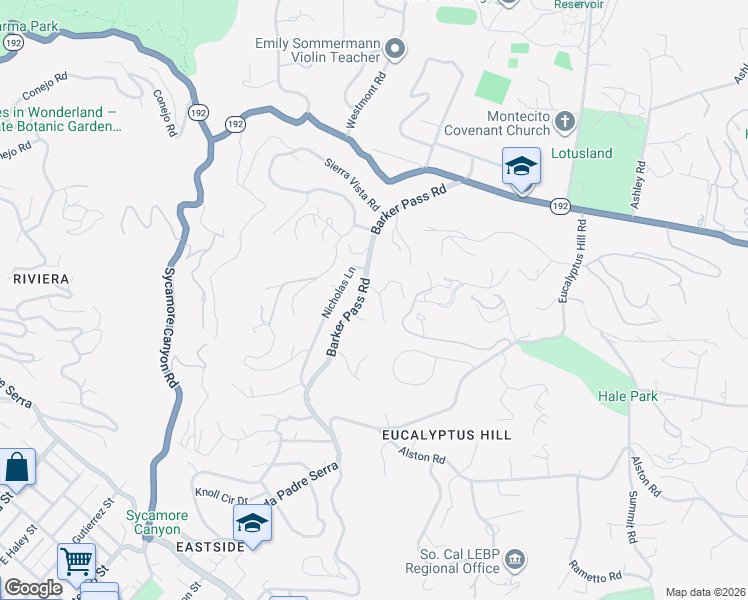 map of restaurants, bars, coffee shops, grocery stores, and more near 315 Calle Elegante in Montecito