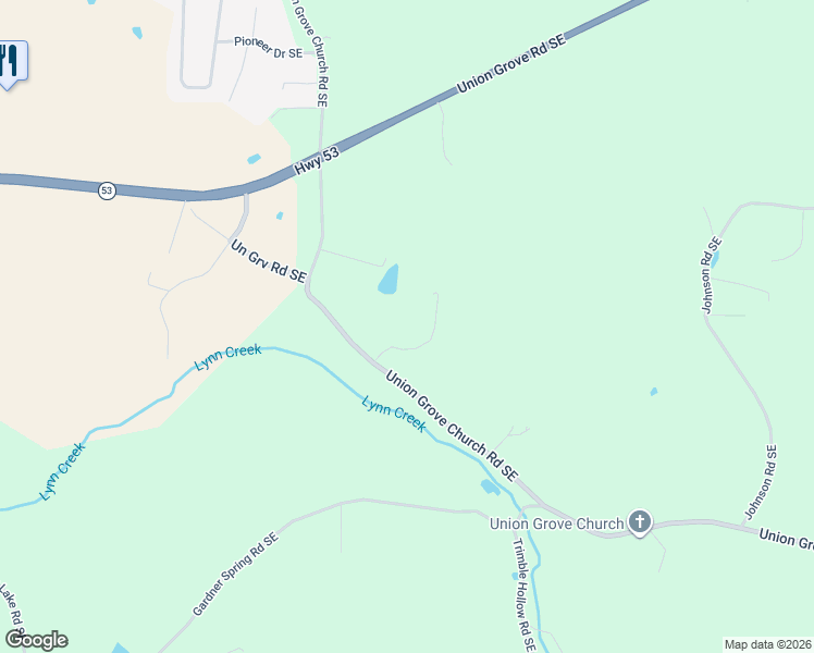 map of restaurants, bars, coffee shops, grocery stores, and more near 900 Union Grove Church Road Southeast in Adairsville