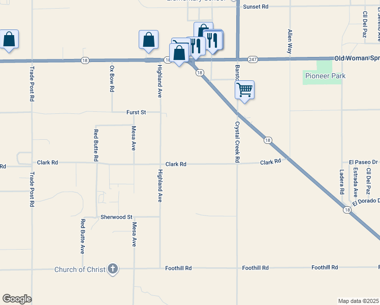 map of restaurants, bars, coffee shops, grocery stores, and more near in Lucerne Valley