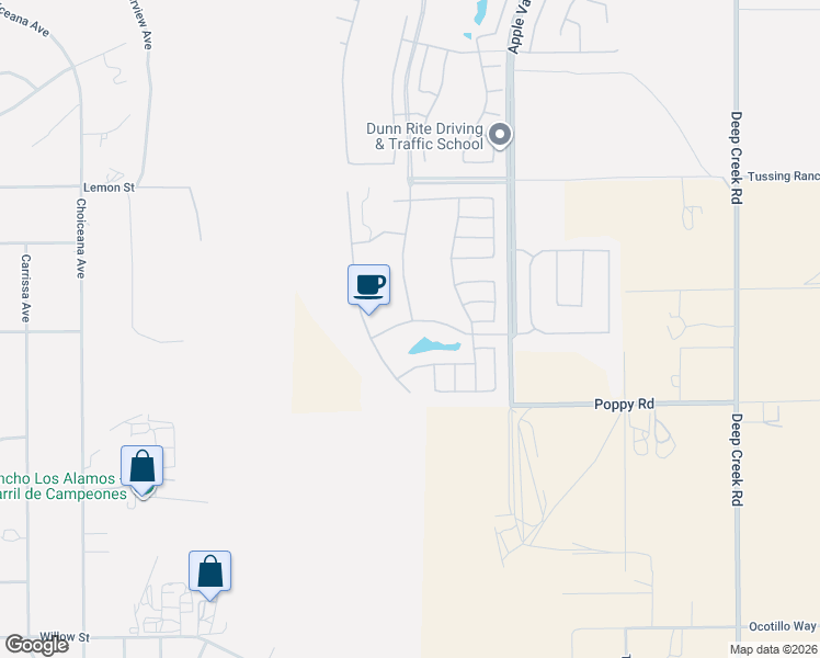 map of restaurants, bars, coffee shops, grocery stores, and more near 19413 Verbena Street in Apple Valley