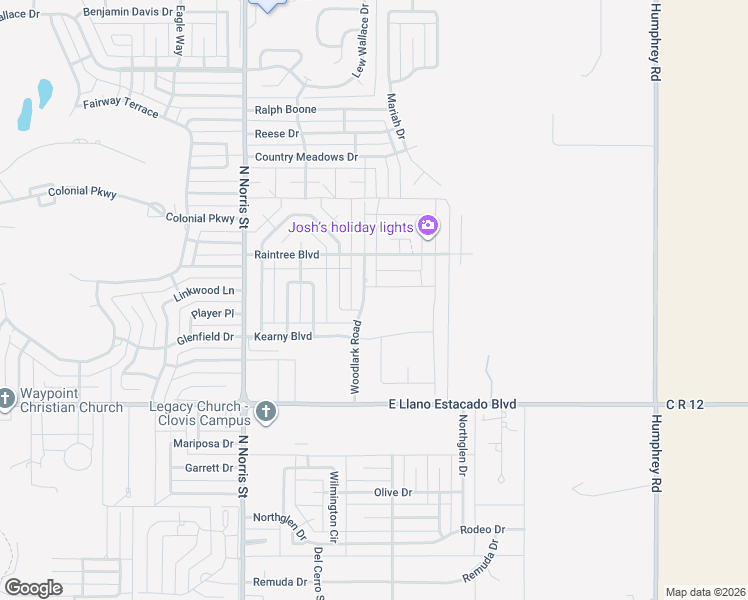 map of restaurants, bars, coffee shops, grocery stores, and more near 3713 Woodlark Road in Clovis