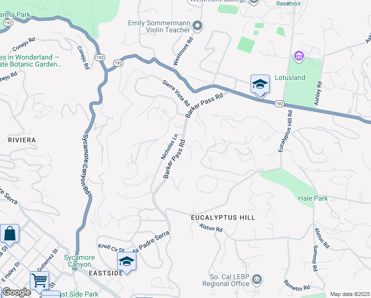 map of restaurants, bars, coffee shops, grocery stores, and more near 315 Calle Elegante in Montecito