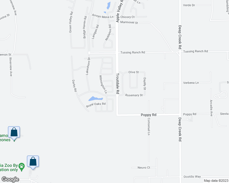 map of restaurants, bars, coffee shops, grocery stores, and more near 10223 Wascana Lane in Apple Valley