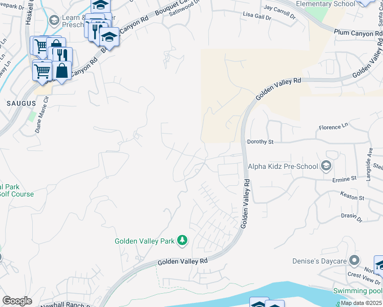 map of restaurants, bars, coffee shops, grocery stores, and more near 27667 Camellia Drive in Santa Clarita