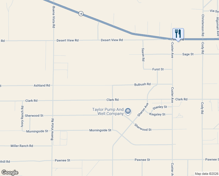 map of restaurants, bars, coffee shops, grocery stores, and more near 10180 Banta Road in Lucerne Valley