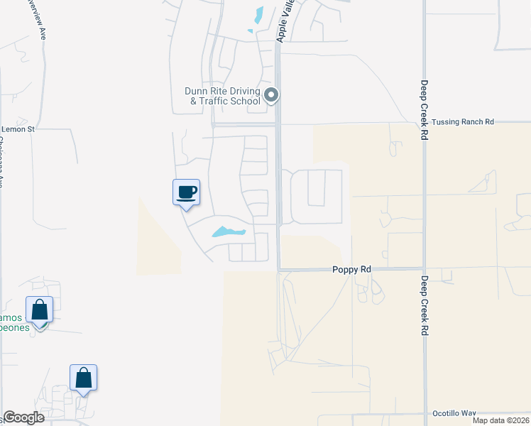 map of restaurants, bars, coffee shops, grocery stores, and more near 10281 Wascana Lane in Apple Valley