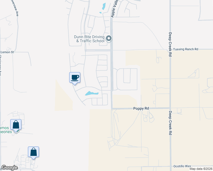 map of restaurants, bars, coffee shops, grocery stores, and more near 10281 Wascana Lane in Apple Valley