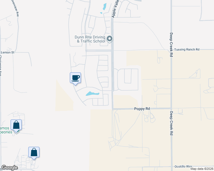 map of restaurants, bars, coffee shops, grocery stores, and more near 19484 Biltmore Road in Apple Valley