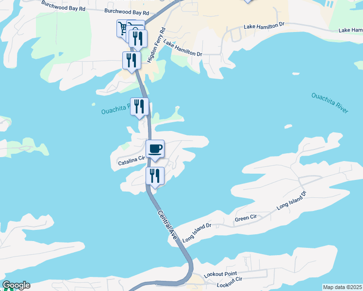 map of restaurants, bars, coffee shops, grocery stores, and more near 115 Van Lyell Terrace in Hot Springs