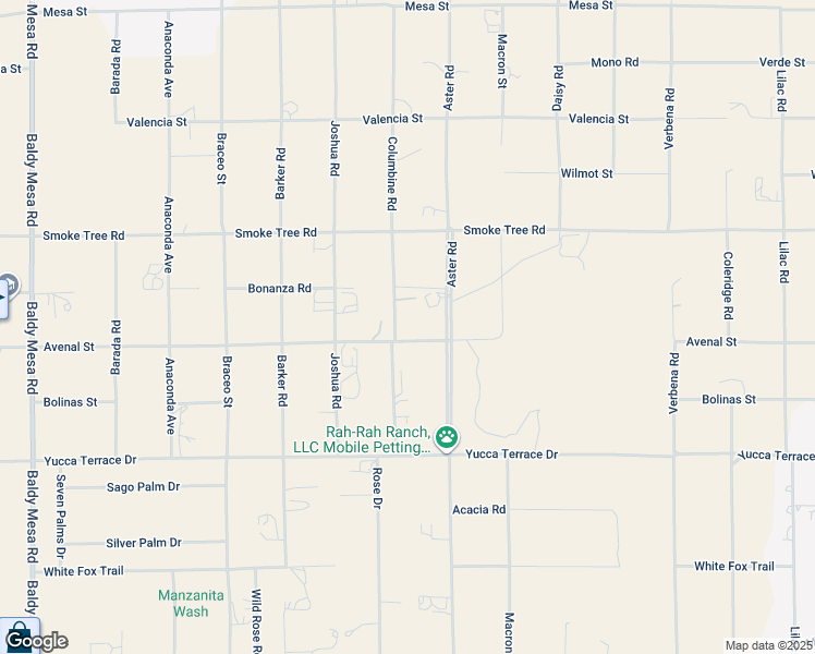 map of restaurants, bars, coffee shops, grocery stores, and more near 10335 Columbine Road in Hesperia