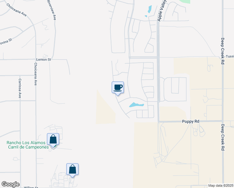 map of restaurants, bars, coffee shops, grocery stores, and more near 10301 Darby Road in Apple Valley