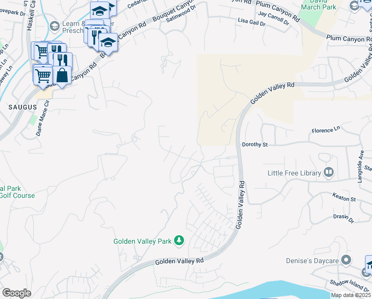 map of restaurants, bars, coffee shops, grocery stores, and more near 27672 Skylark Lane in Santa Clarita