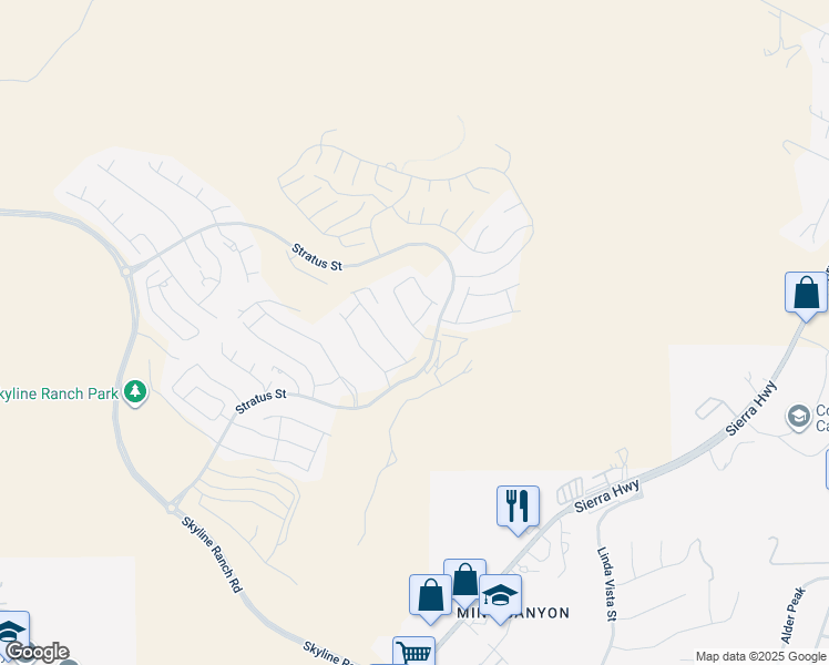 map of restaurants, bars, coffee shops, grocery stores, and more near 28609 Windbreak Terrace in Santa Clarita