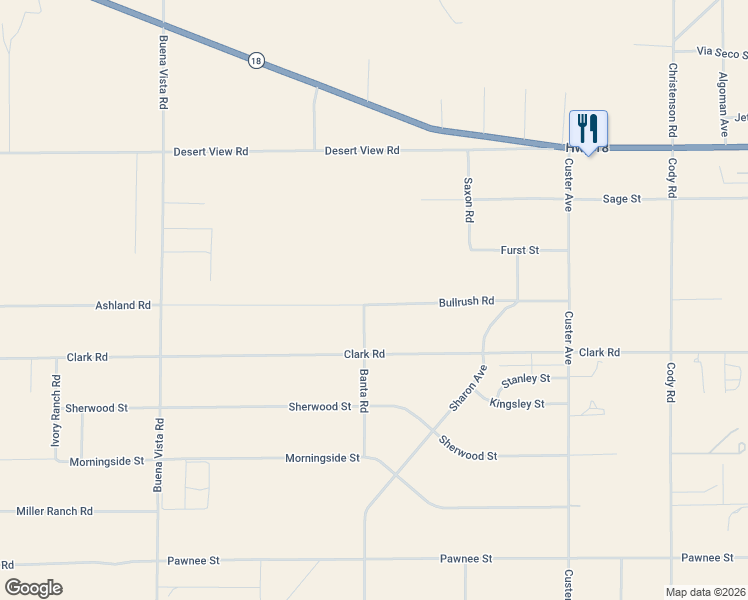 map of restaurants, bars, coffee shops, grocery stores, and more near 10180 Banta Road in Lucerne Valley