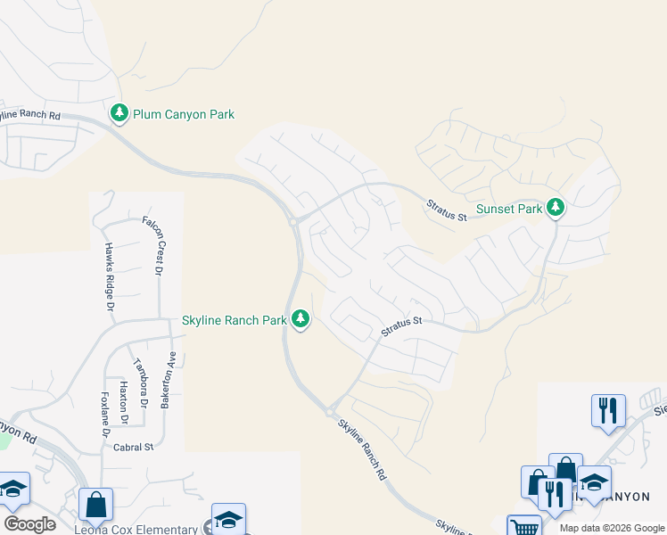 map of restaurants, bars, coffee shops, grocery stores, and more near 18215 Astro Court in Santa Clarita