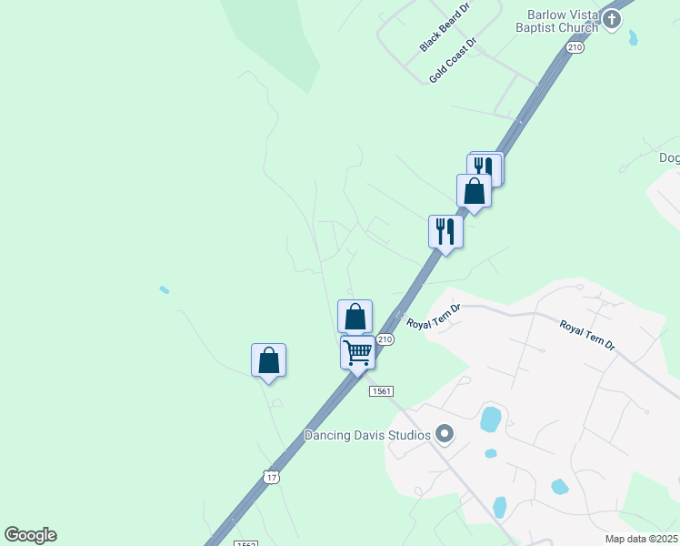 map of restaurants, bars, coffee shops, grocery stores, and more near 131 Oak Grove Drive in Hampstead