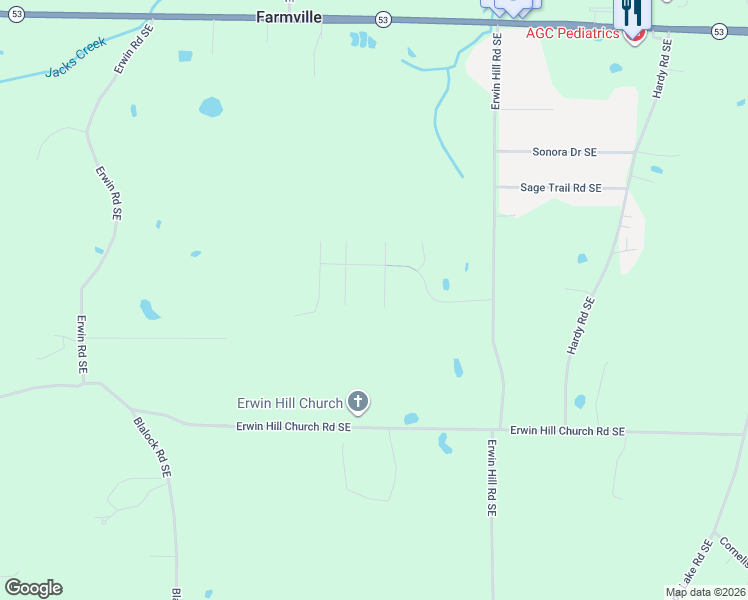 map of restaurants, bars, coffee shops, grocery stores, and more near 145 Peach Blossom Lane Southeast in Calhoun