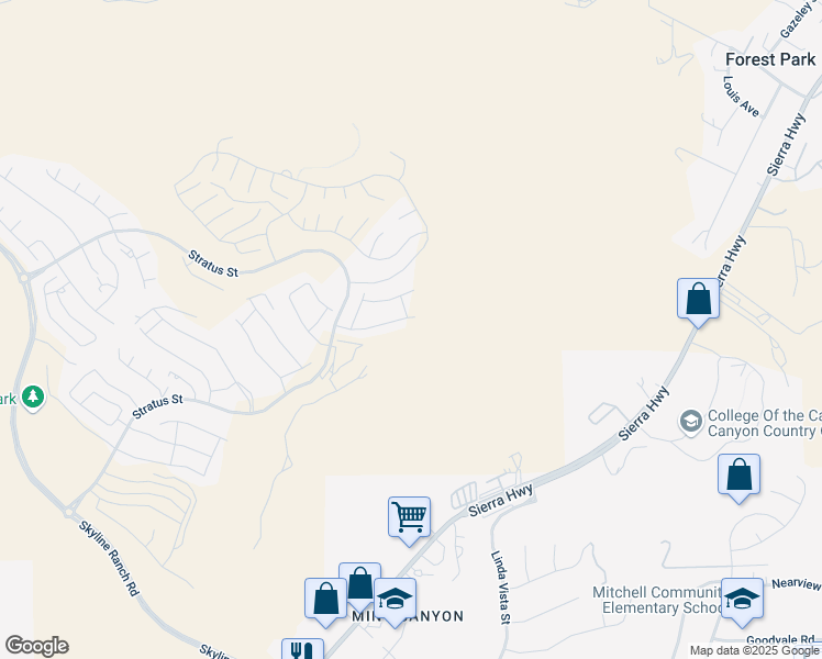 map of restaurants, bars, coffee shops, grocery stores, and more near Solemint Canyon Motorway in Los Angeles County