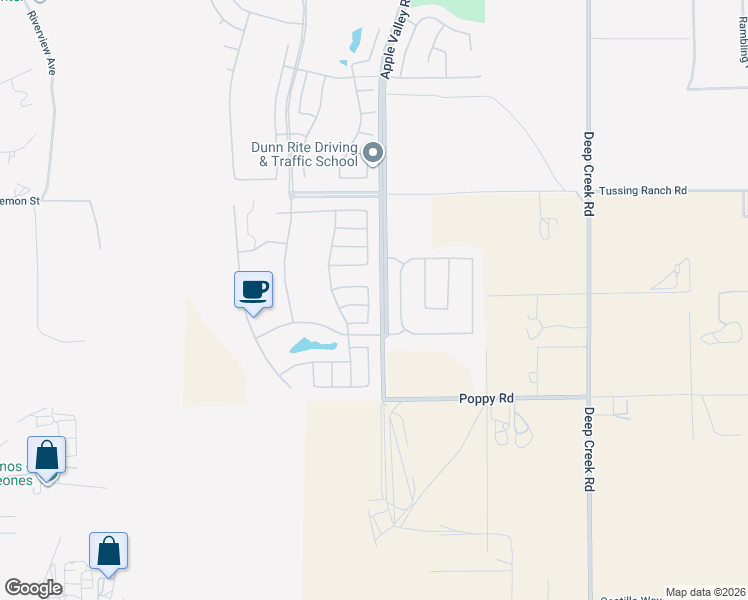 map of restaurants, bars, coffee shops, grocery stores, and more near 10281 Wascana Lane in Apple Valley