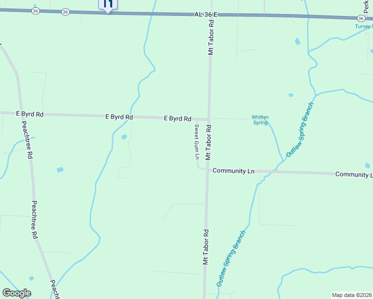 map of restaurants, bars, coffee shops, grocery stores, and more near 135 Sweet Gum Lane in Hartselle