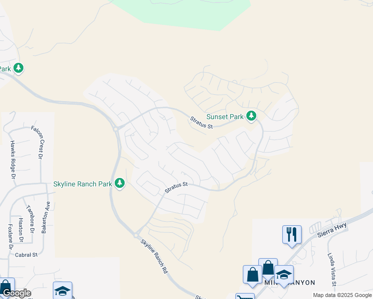 map of restaurants, bars, coffee shops, grocery stores, and more near 28600 Foothill Way in Santa Clarita