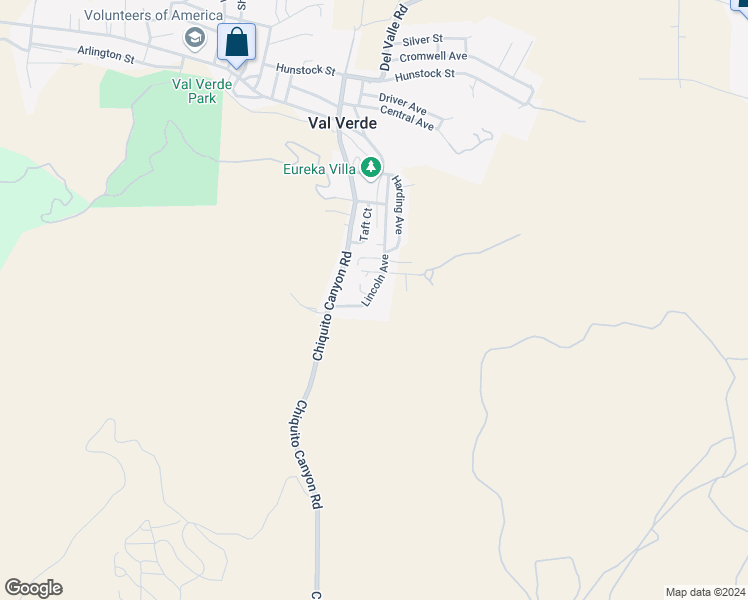 map of restaurants, bars, coffee shops, grocery stores, and more near Lincoln Avenue in Val Verde