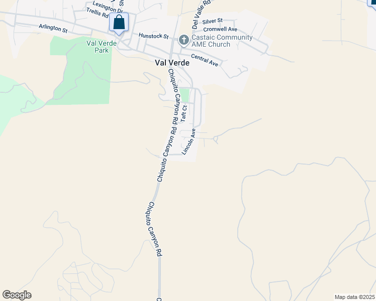 map of restaurants, bars, coffee shops, grocery stores, and more near Lincoln Avenue in Val Verde