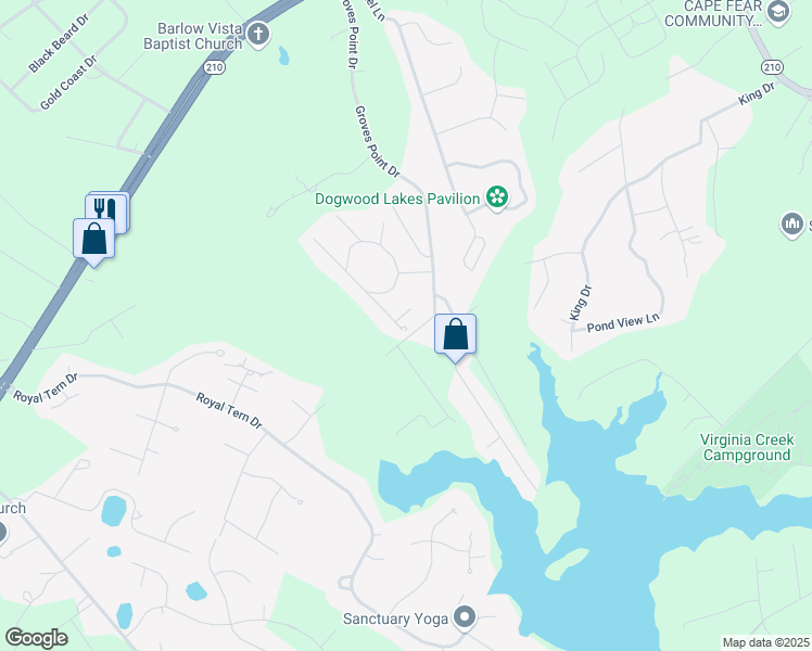 map of restaurants, bars, coffee shops, grocery stores, and more near 115 Burning Tree Drive in Hampstead