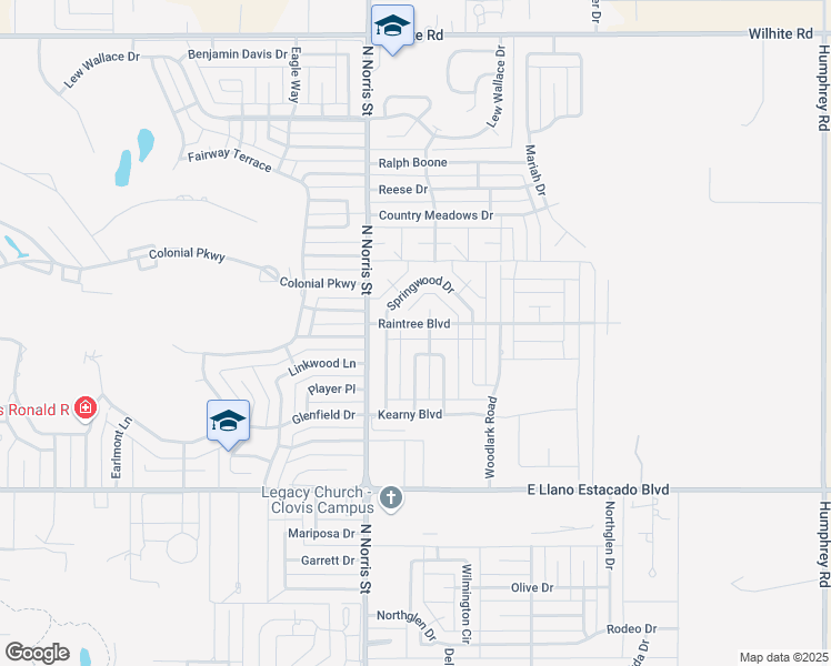 map of restaurants, bars, coffee shops, grocery stores, and more near 1913 Raintree Boulevard in Clovis
