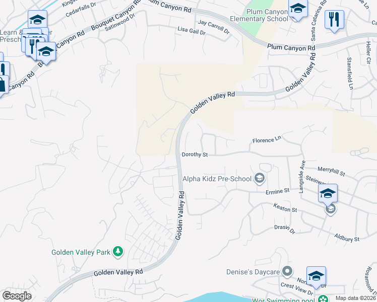 map of restaurants, bars, coffee shops, grocery stores, and more near 28008 Eddie Lane in Santa Clarita
