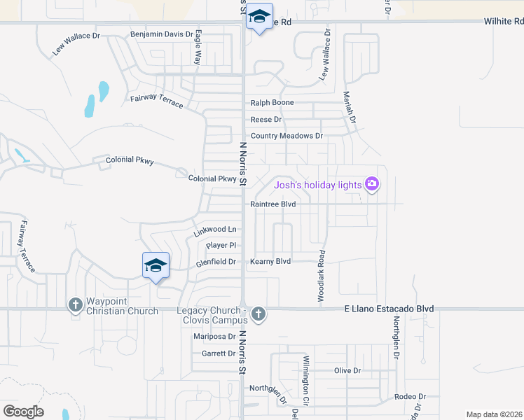 map of restaurants, bars, coffee shops, grocery stores, and more near 1903 Raintree Boulevard in Clovis