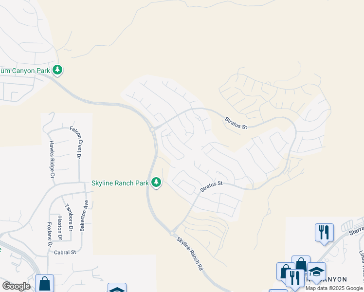 map of restaurants, bars, coffee shops, grocery stores, and more near 18140 Luna Way in Santa Clarita