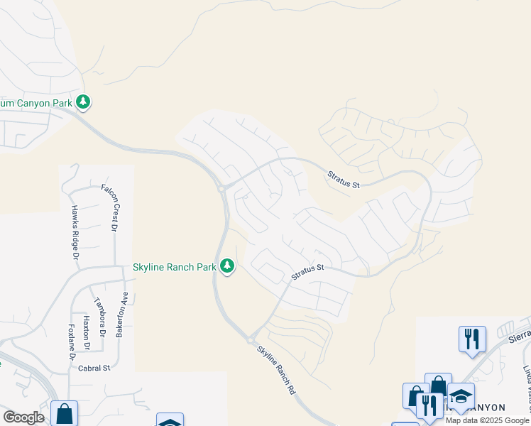 map of restaurants, bars, coffee shops, grocery stores, and more near 18140 Luna Way in Santa Clarita