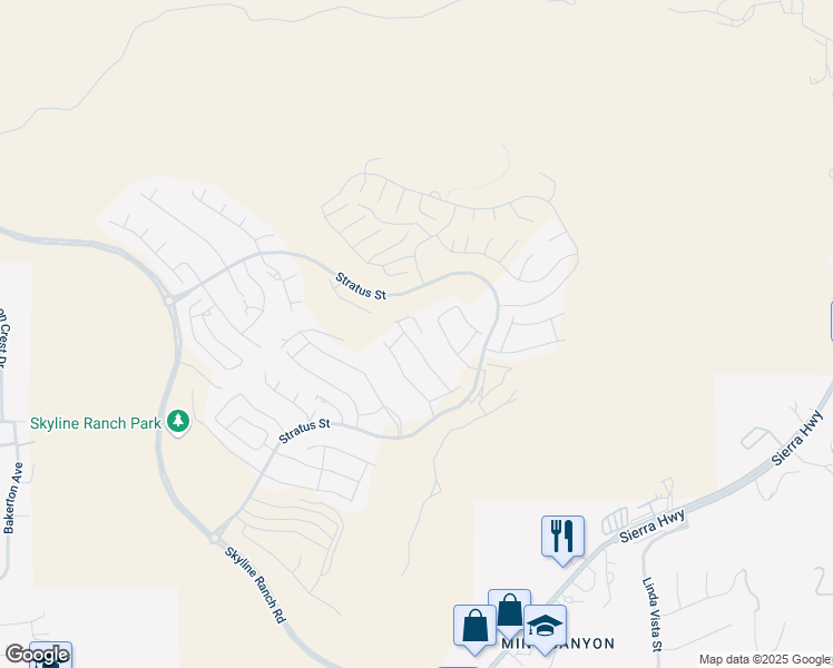 map of restaurants, bars, coffee shops, grocery stores, and more near Spire Court in Los Angeles County