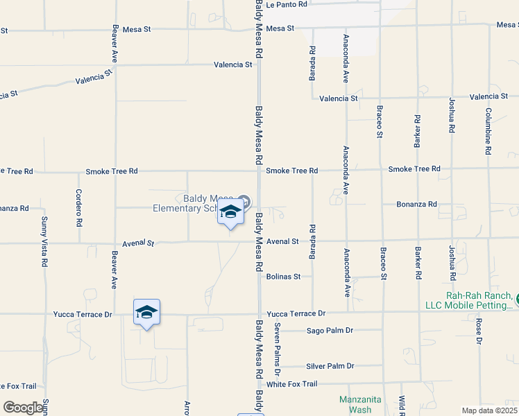 map of restaurants, bars, coffee shops, grocery stores, and more near Baldy Mesa Road in Oak Hills